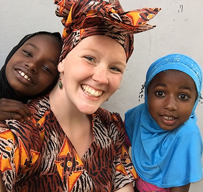 Jessica Kroenert '15 in Senegal with her village.