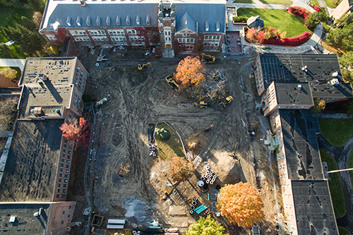 The Sturges Quad from above with the construction