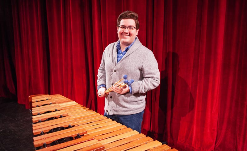 Austin Ainsworth with xylophone