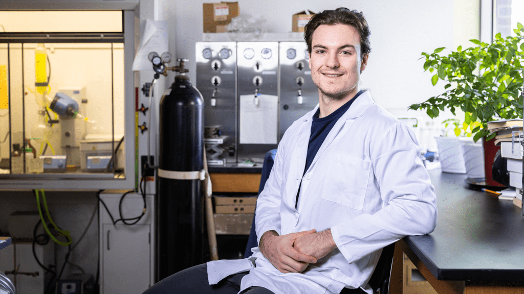Student in research lab