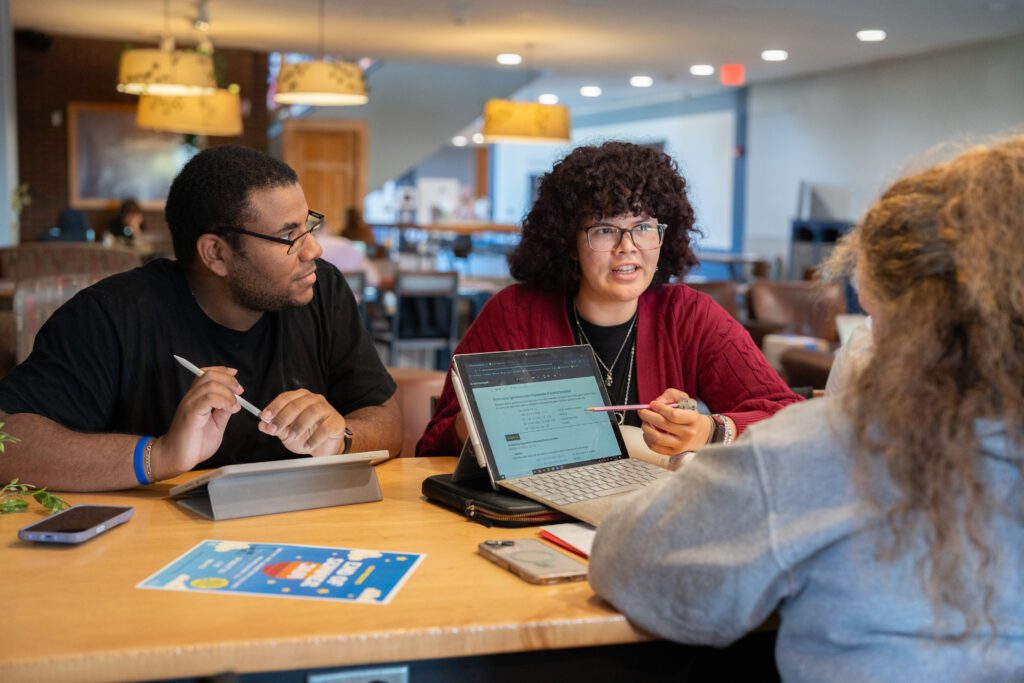 Students studying in small group